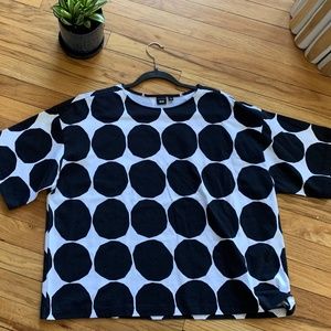 Marimekko Uniqlo Black and White Dot Tee, SZL NWOT